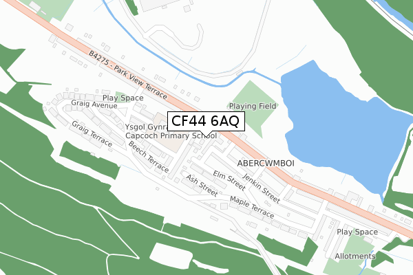CF44 6AQ map - large scale - OS Open Zoomstack (Ordnance Survey)