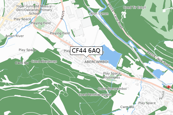 CF44 6AQ map - small scale - OS Open Zoomstack (Ordnance Survey)