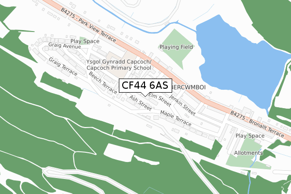 CF44 6AS map - large scale - OS Open Zoomstack (Ordnance Survey)