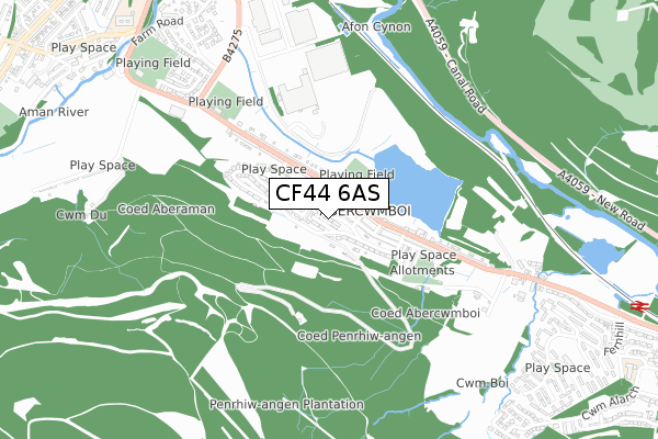 CF44 6AS map - small scale - OS Open Zoomstack (Ordnance Survey)