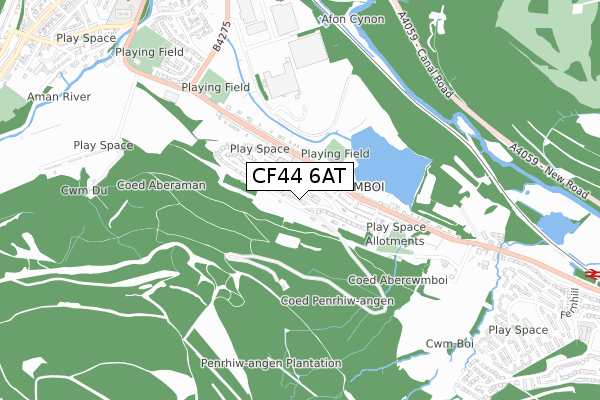 CF44 6AT map - small scale - OS Open Zoomstack (Ordnance Survey)