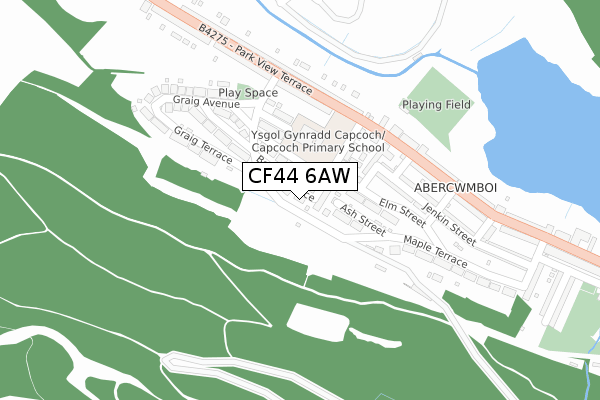 CF44 6AW map - large scale - OS Open Zoomstack (Ordnance Survey)