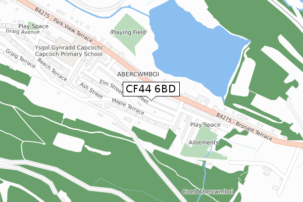 CF44 6BD map - large scale - OS Open Zoomstack (Ordnance Survey)