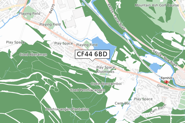 CF44 6BD map - small scale - OS Open Zoomstack (Ordnance Survey)