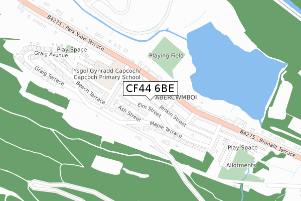 CF44 6BE map - large scale - OS Open Zoomstack (Ordnance Survey)
