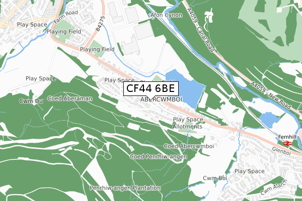 CF44 6BE map - small scale - OS Open Zoomstack (Ordnance Survey)
