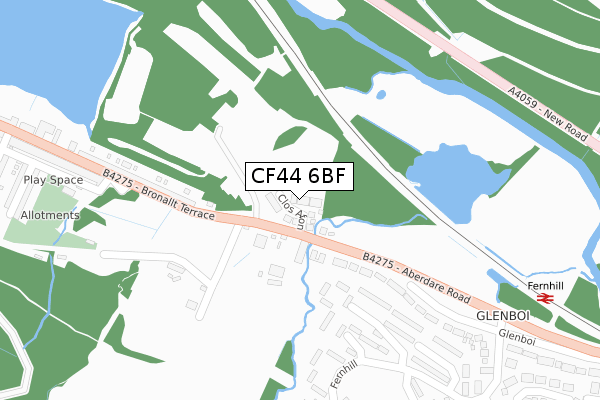 CF44 6BF map - large scale - OS Open Zoomstack (Ordnance Survey)