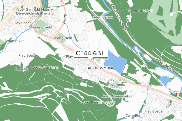 CF44 6BH map - small scale - OS Open Zoomstack (Ordnance Survey)