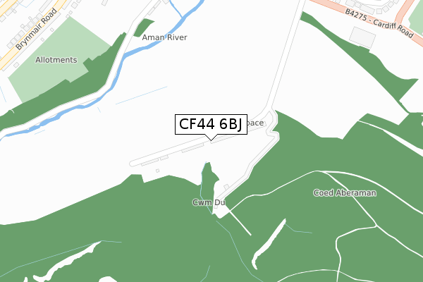 CF44 6BJ map - large scale - OS Open Zoomstack (Ordnance Survey)