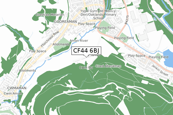 CF44 6BJ map - small scale - OS Open Zoomstack (Ordnance Survey)