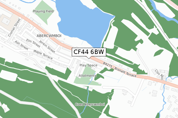 CF44 6BW map - large scale - OS Open Zoomstack (Ordnance Survey)