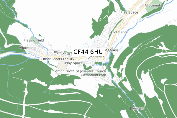 CF44 6HU map - small scale - OS Open Zoomstack (Ordnance Survey)