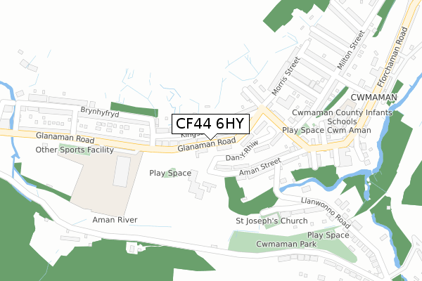 CF44 6HY map - large scale - OS Open Zoomstack (Ordnance Survey)