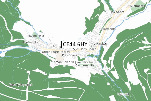 CF44 6HY map - small scale - OS Open Zoomstack (Ordnance Survey)