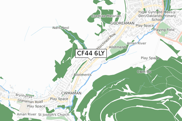 CF44 6LY map - small scale - OS Open Zoomstack (Ordnance Survey)