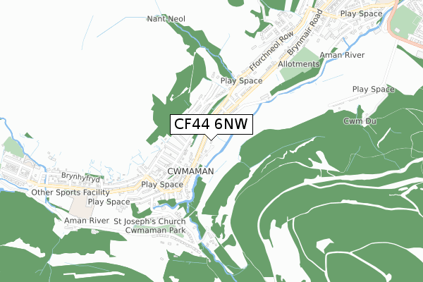 CF44 6NW map - small scale - OS Open Zoomstack (Ordnance Survey)