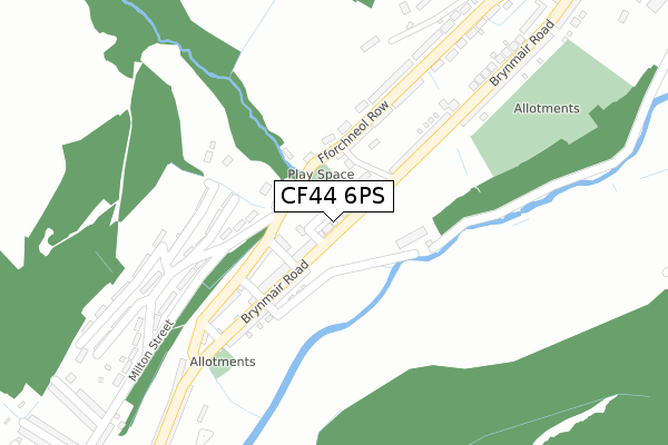 CF44 6PS map - large scale - OS Open Zoomstack (Ordnance Survey)
