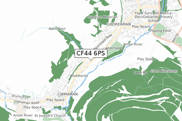 CF44 6PS map - small scale - OS Open Zoomstack (Ordnance Survey)