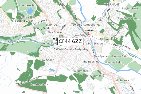 CF44 6ZZ map - small scale - OS Open Zoomstack (Ordnance Survey)