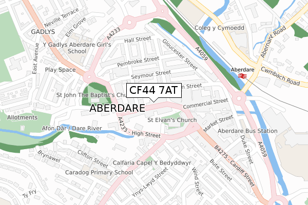 CF44 7AT map - large scale - OS Open Zoomstack (Ordnance Survey)