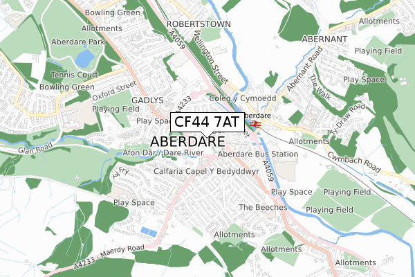 CF44 7AT map - small scale - OS Open Zoomstack (Ordnance Survey)