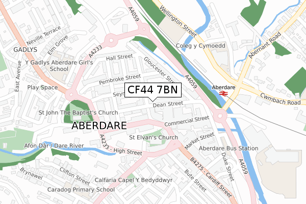 CF44 7BN map - large scale - OS Open Zoomstack (Ordnance Survey)