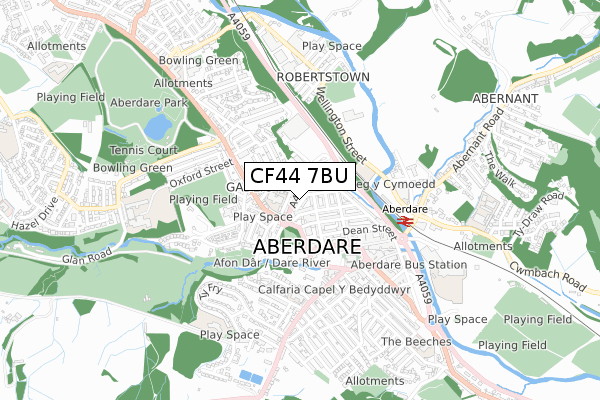 CF44 7BU map - small scale - OS Open Zoomstack (Ordnance Survey)