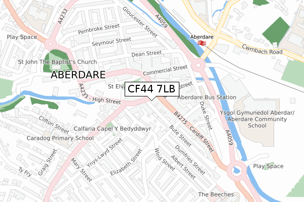 CF44 7LB map - large scale - OS Open Zoomstack (Ordnance Survey)