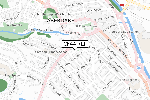 CF44 7LT map - large scale - OS Open Zoomstack (Ordnance Survey)