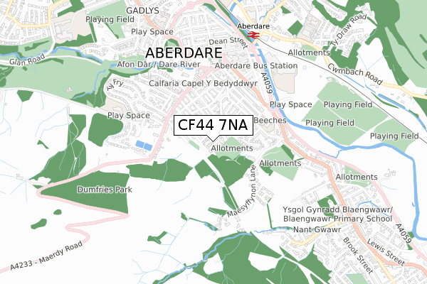 CF44 7NA map - small scale - OS Open Zoomstack (Ordnance Survey)
