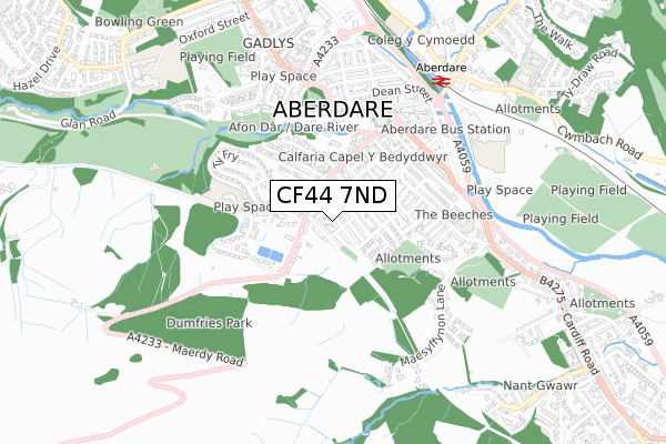 CF44 7ND map - small scale - OS Open Zoomstack (Ordnance Survey)