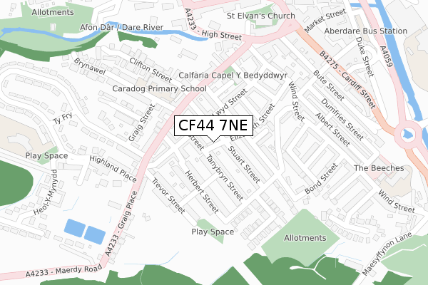 CF44 7NE map - large scale - OS Open Zoomstack (Ordnance Survey)