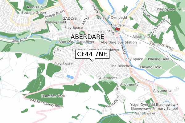 CF44 7NE map - small scale - OS Open Zoomstack (Ordnance Survey)