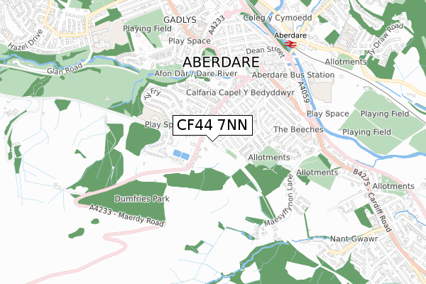 CF44 7NN map - small scale - OS Open Zoomstack (Ordnance Survey)