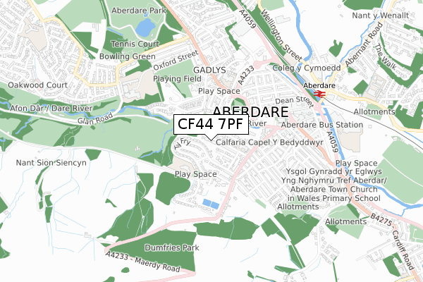 CF44 7PF map - small scale - OS Open Zoomstack (Ordnance Survey)