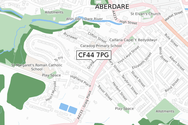 CF44 7PG map - large scale - OS Open Zoomstack (Ordnance Survey)