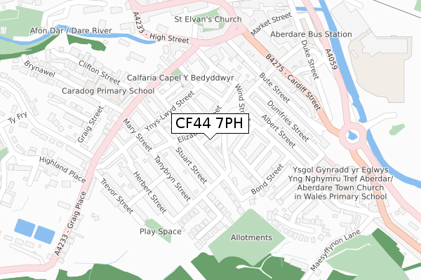 CF44 7PH map - large scale - OS Open Zoomstack (Ordnance Survey)