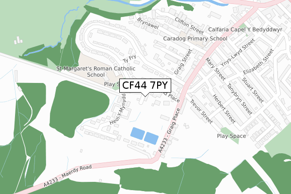 CF44 7PY map - large scale - OS Open Zoomstack (Ordnance Survey)