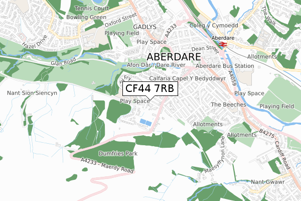 CF44 7RB map - small scale - OS Open Zoomstack (Ordnance Survey)