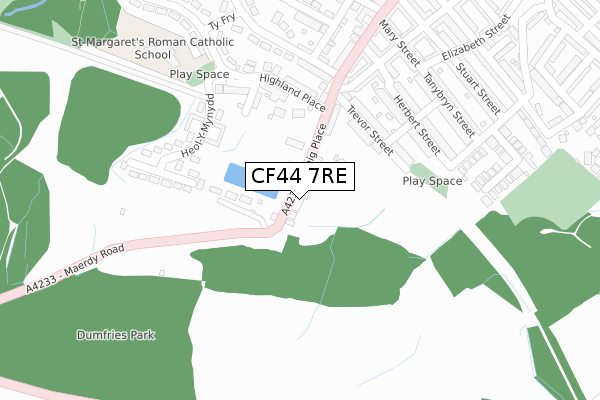 CF44 7RE map - large scale - OS Open Zoomstack (Ordnance Survey)