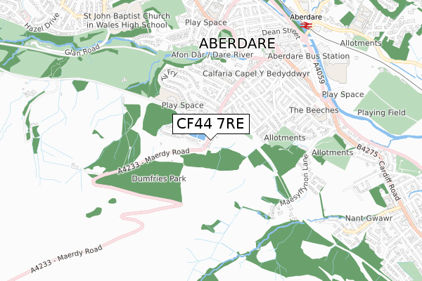 CF44 7RE map - small scale - OS Open Zoomstack (Ordnance Survey)