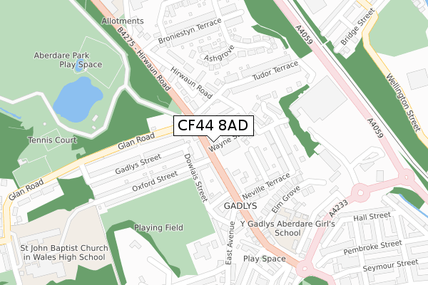 CF44 8AD map - large scale - OS Open Zoomstack (Ordnance Survey)