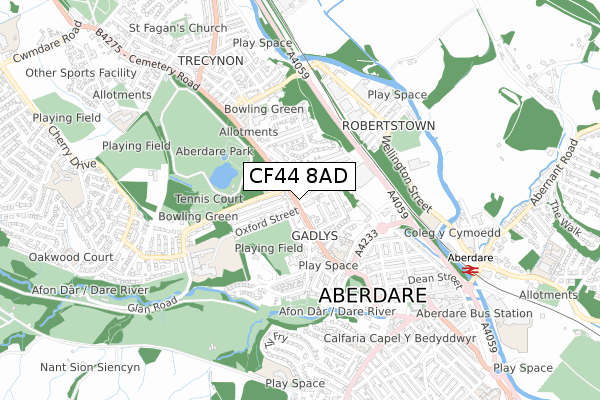 CF44 8AD map - small scale - OS Open Zoomstack (Ordnance Survey)