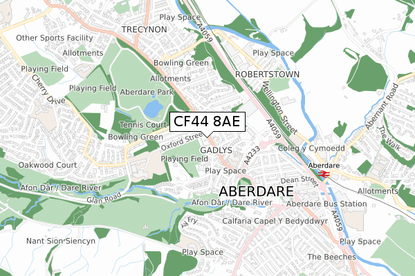 CF44 8AE map - small scale - OS Open Zoomstack (Ordnance Survey)