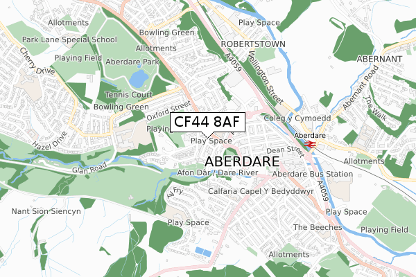 CF44 8AF map - small scale - OS Open Zoomstack (Ordnance Survey)