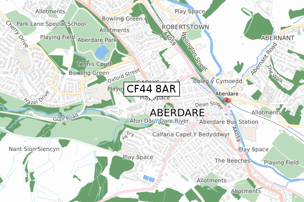 CF44 8AR map - small scale - OS Open Zoomstack (Ordnance Survey)