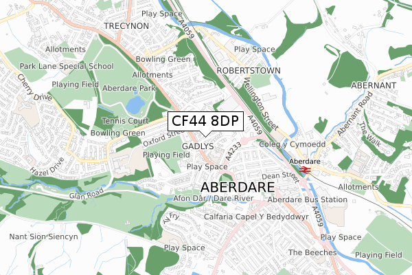 CF44 8DP map - small scale - OS Open Zoomstack (Ordnance Survey)