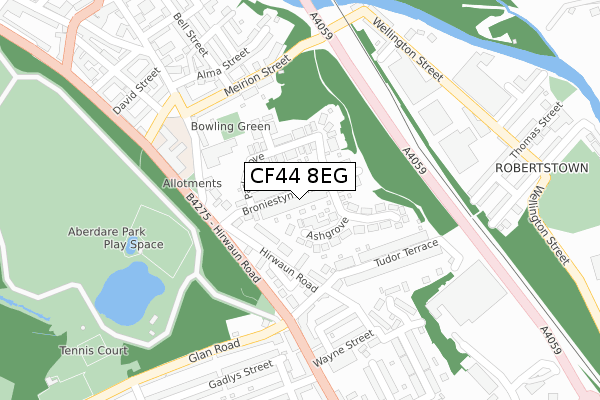 CF44 8EG map - large scale - OS Open Zoomstack (Ordnance Survey)