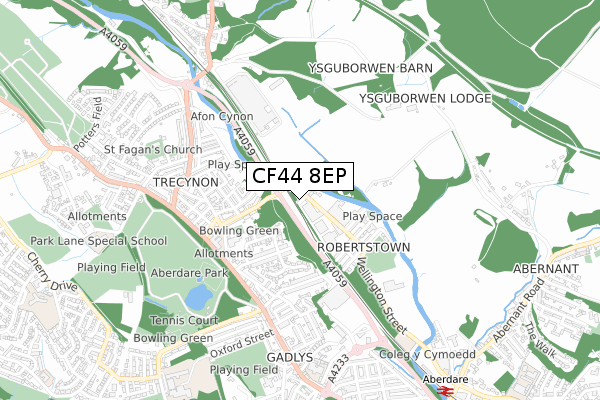 CF44 8EP map - small scale - OS Open Zoomstack (Ordnance Survey)