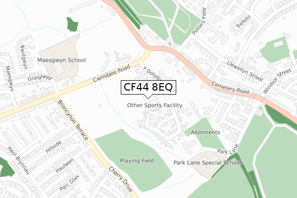 CF44 8EQ map - large scale - OS Open Zoomstack (Ordnance Survey)